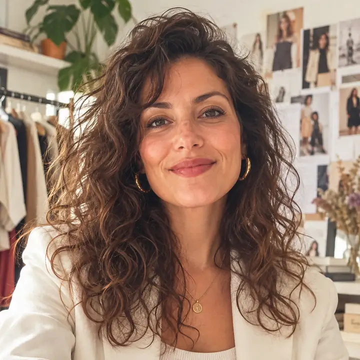 Retrato de una creadora de contenido de moda con estilismo editorial