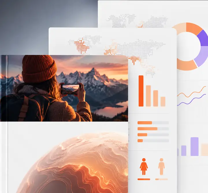 Informe de inteligencia del mercado de influencers con datos demográficos de la audiencia y gráficos de actividad de contenido