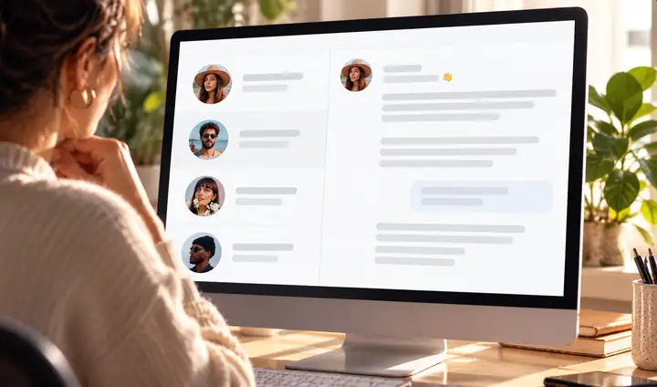 Espacio de trabajo para contactar a influencers con contactos de creadores y un hilo de mensajes de campaña